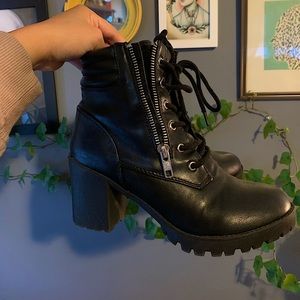 Heeled lace up combat boot
